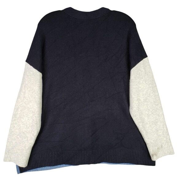 Talbots Cardigan Sweater Womens Plus Size 2X Blue Color Block Button Knit - Picture 3 of 9